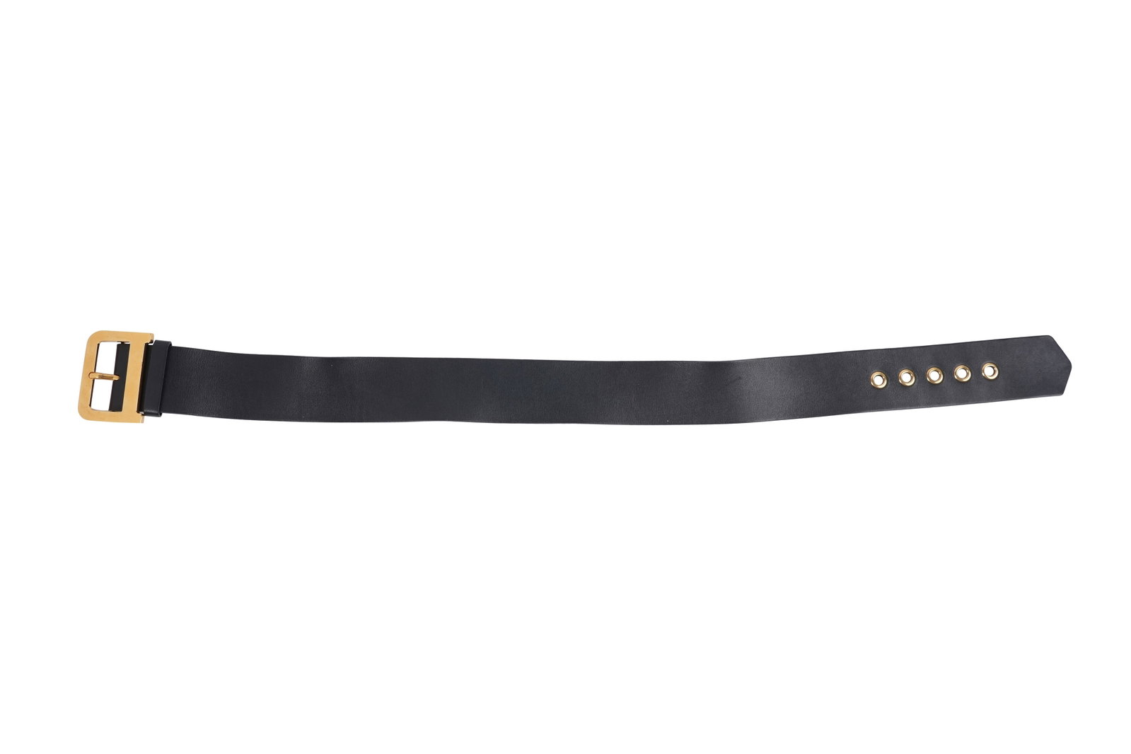 A CHRISTIAN DIOR BLACK LEATHER ‘D’ BUCKLE BELT Made in France. 82cm long (1 of 7)