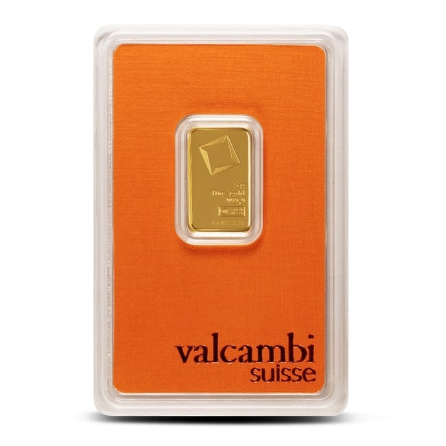 5 Gram Valcambi Gold Bar (New w/ Assay): 5 Gram Valcambi Gold Bar (New w/ Assay)