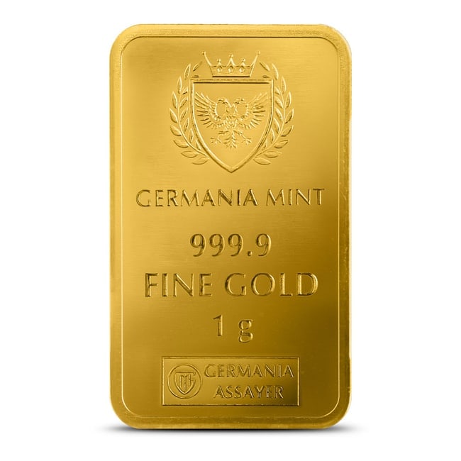 1 Gram Germania Mint Gold Bar (New w/ Assay): 1 Gram Germania Mint Gold Bar (New w/ Assay)