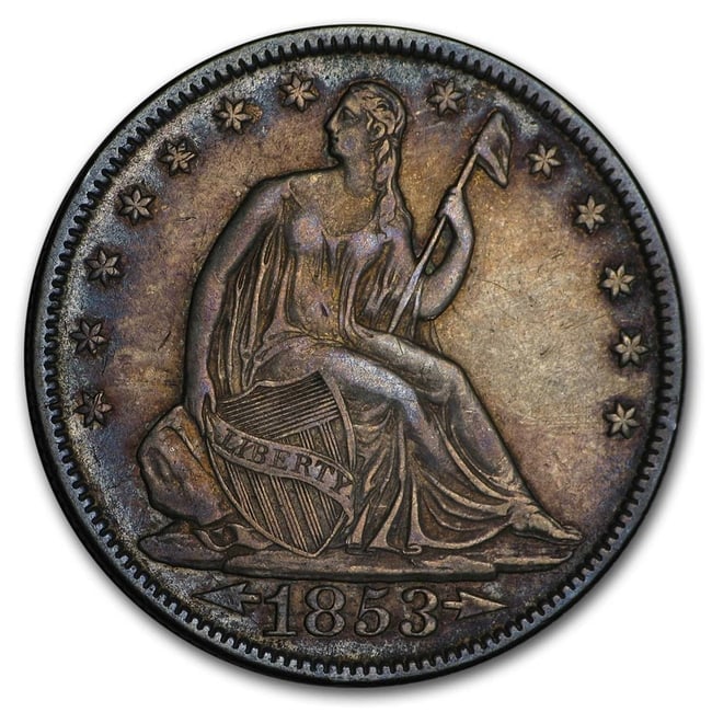 Seated Liberty Half Dollar Extra Fine 1853 Arrows & Rays (1 of 2)