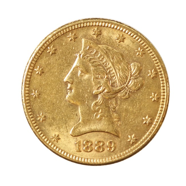 $10 Gold Liberty 1889-S AU (1 of 2)