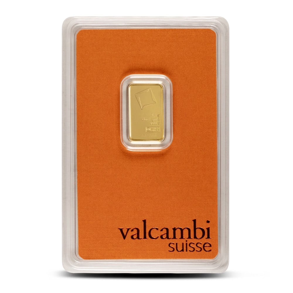 2.5 Gram Valcambi Gold Bar (New w/ Assay): 2.5 Gram Valcambi Gold Bar (New w/ Assay)
