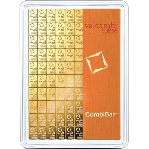 Valcambi Suisse 100 Gram (100x1gr) Gold CombiBar: Valcambi Suisse 100 Gram (100x1gr) Gold CombiBar