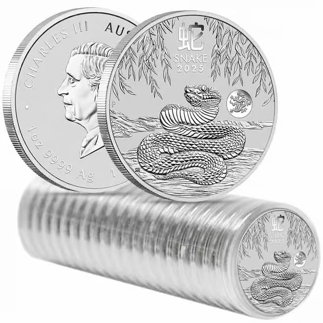 Roll of 20 - 2025 1 oz Silver Lunar Snake Dragon Privy BU Australian Perth Mint (1 of 1)
