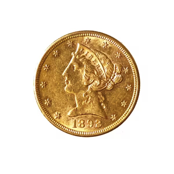 $5 Gold Liberty 1892-S AU (1 of 2)