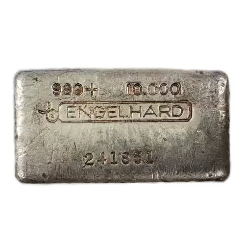 Engelhard Silver Bar 10 oz Bar Wide Poured Bull Logo (1 of 1)