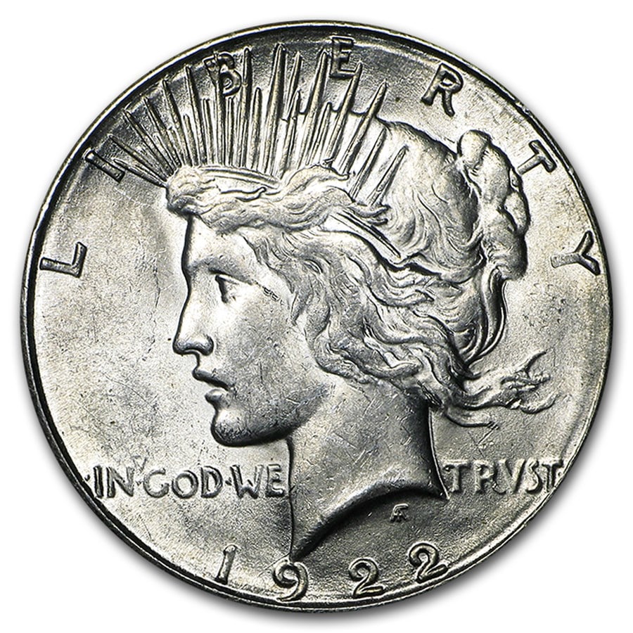1922 - S- Peace Silver Dollar Cracked From Roll: A 1922-S Peace Dollar struck at the San Francisco Mint. Roll-fresh surfaces with strong remaining detail. Classic .900 fine silver composition with iconic Peace design. A solid S-mint collectible.