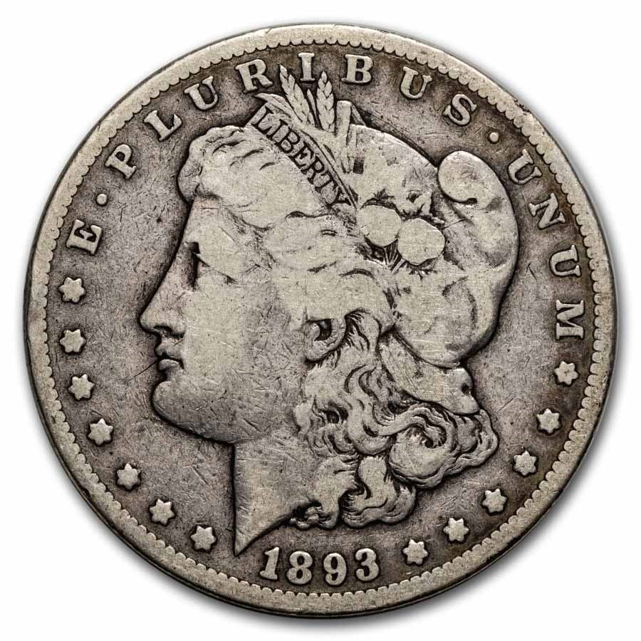 Morgan Silver Dollar G-VG 1893-CC: 1893-CC Morgan Silver Dollar struck at the legendary Carson City Mint — a key low-mintage issue with just 677,000 produced during the silver purchasing crisis, representing one of the final and most