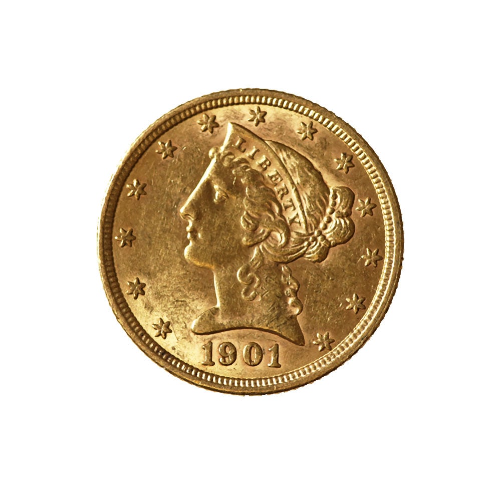 $5 Gold Liberty 1901 AU (1 of 2)