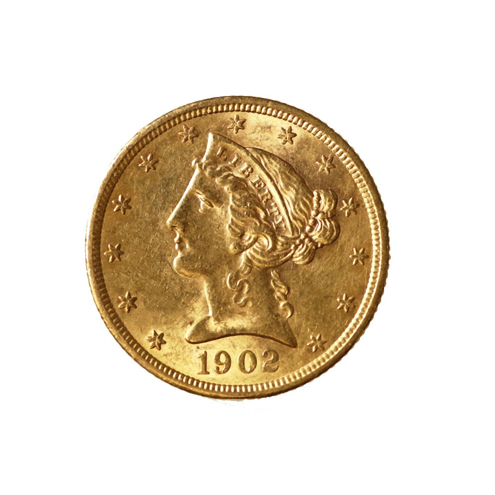 $5 Gold Liberty 1902-S AU (1 of 2)