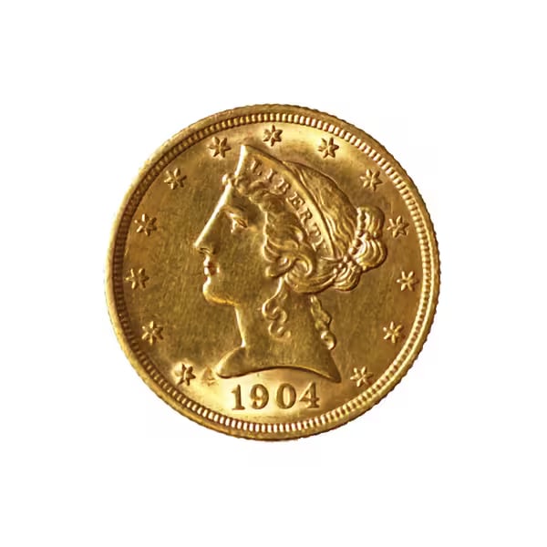 $5 Gold Liberty 1904 AU (1 of 2)