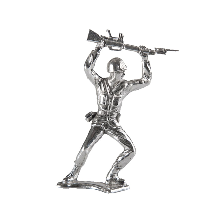 Classic Bayonet Silver Toy Soldier | 1 oz .999 Fine Silver Army Men: Classic Bayonet Silver Toy Soldier transforms the beloved mid-century green plastic army man into a 1 troy ounce .999 fine silver collectible, merging nostalgia, artistry, and bullion value. Struck in