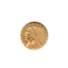 Early Gold Bullion $2.5 Indian Almost Uncirculated (1 of 1)