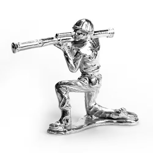 Classic Stovepipe Silver Toy Soldier | 1 oz .999 Fine Silver Bazooka Army Men: Classic Stovepipe Silver Toy Soldier, crafted by the Elemetal Mint, is a striking addition to any silver collection, especially for military enthusiasts or those who admire military history. Struck in