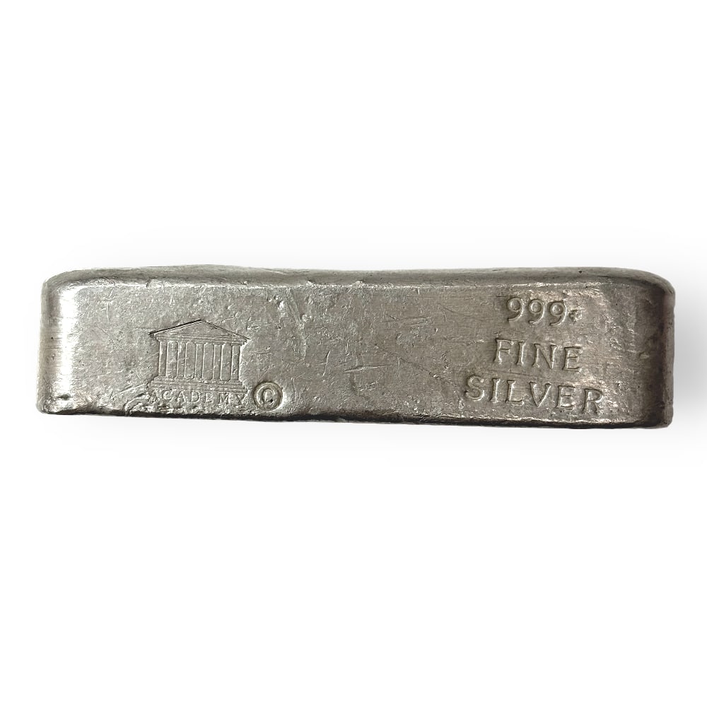 Vintage 6.12 oz Academy Cast Silver Bar .999 (1 of 2)
