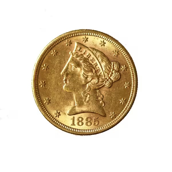 $5 Gold Liberty 1885-S AU (1 of 2)