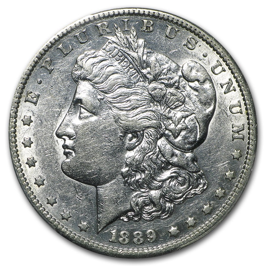Morgan Silver Dollar Almost Uncirculated 1889-S: 1889-S Morgan Silver Dollar struck at the historic San Francisco Mint a low-mintage S issue with just 700,000 produced, making it one of the scarcer branch-mint Morgans of the era. Offered in Almost U