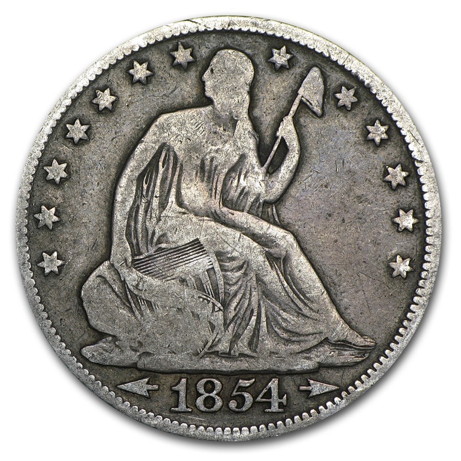 Seated Liberty Half Dollar Good 1854 (1 of 2)