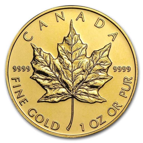 Canada 1 oz Gold Maple Leaf .9999 Fine BU (Random Year (1 of 2)