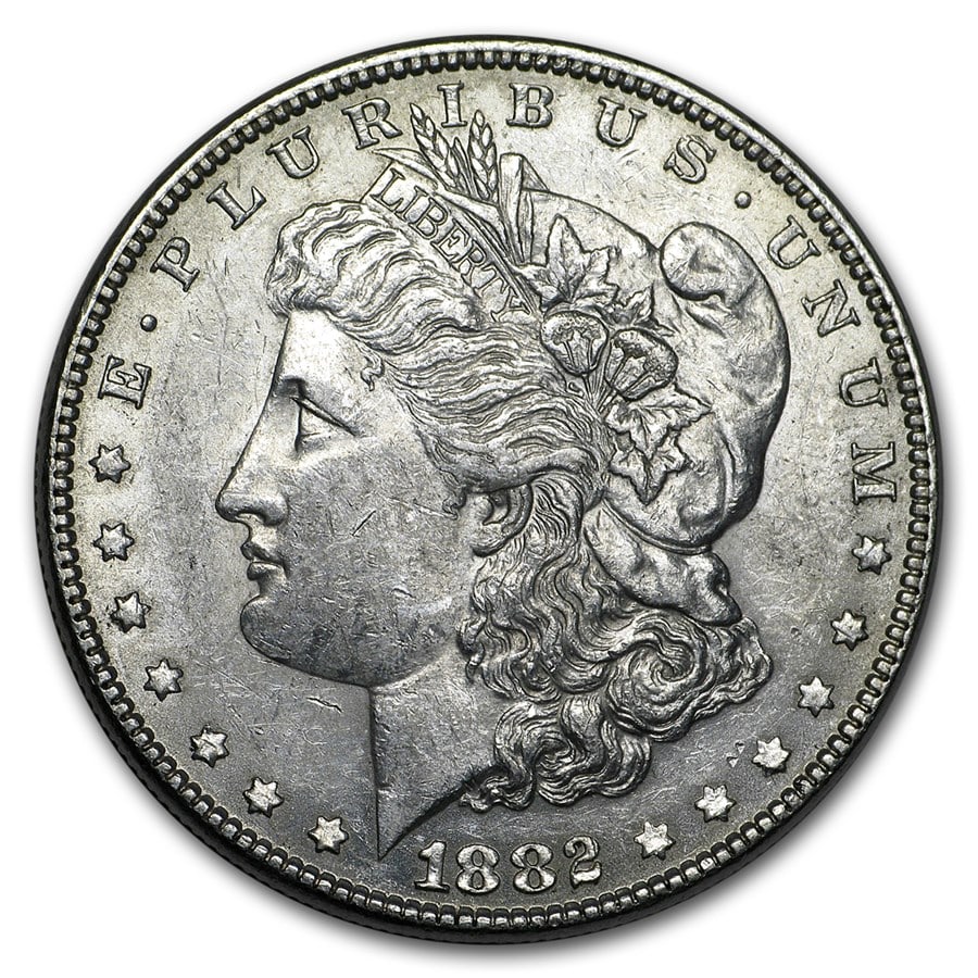 1882- Morgan Dollar Cracked From Roll: The 1882 Morgan Silver Dollar (Cracked From Roll) features clean, original surfaces and bright mint luster. A timeless 90% silver issue blending historical significance with steady market demand.