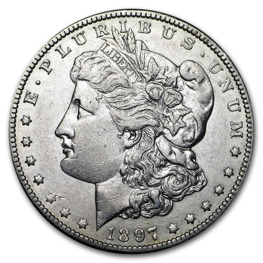1897-O Morgan Dollar: The 1897-O Morgan Dollar highlights New Orleans mint character with solid detail and classic 90% silver composition. A desirable late-19th century issue.