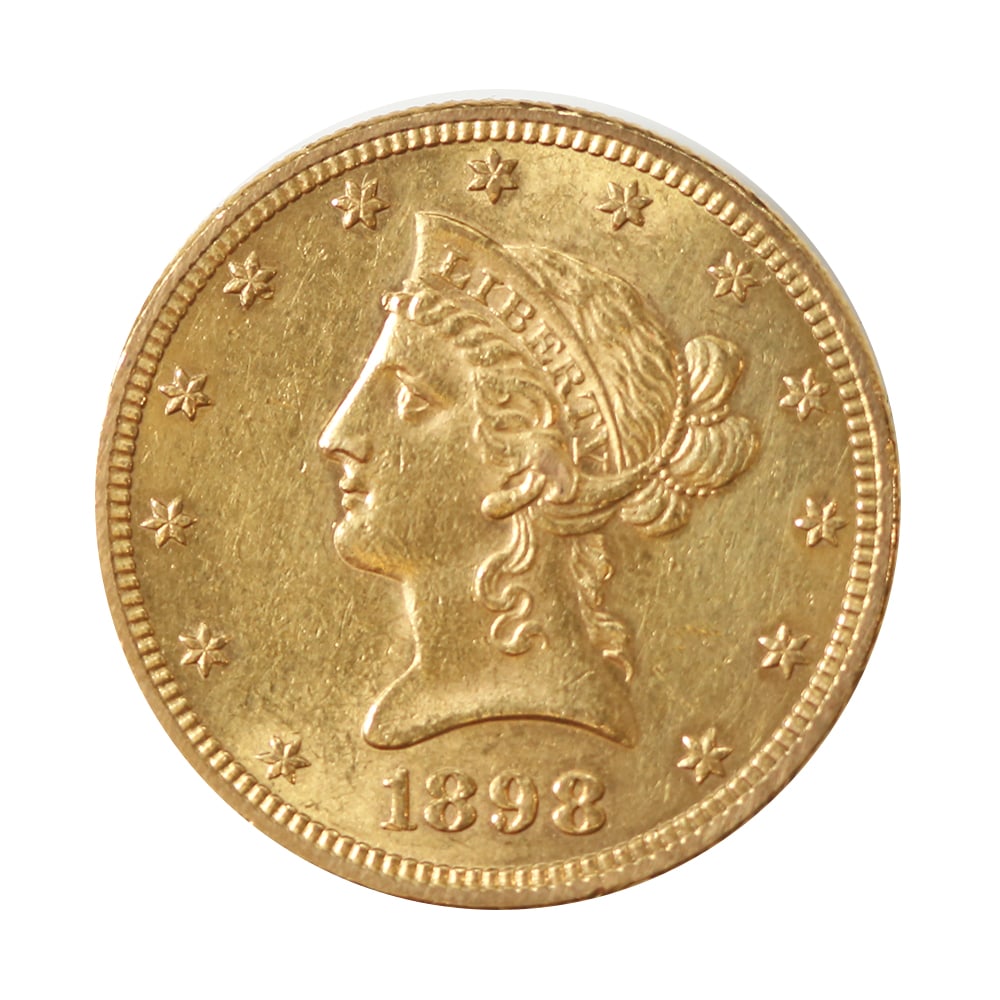 $10 Gold Liberty 1898 AU: The 1898 $10 Gold Liberty, part of the renowned Eagle series, exemplifies the artistic and economic vitality of late 19th-century America. Struck during a period of rapid industrial expansion, this co
