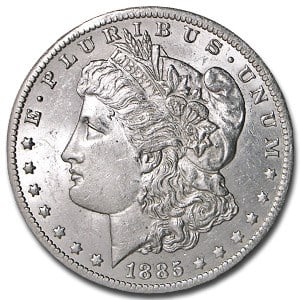 1885-O Morgan Dollar Cracked From Roll: The 1885-O Morgan Dollar (Cracked From Roll) offers crisp detail and lively cartwheel luster from the New Orleans Mint. A classic 90% silver piece with enduring market demand.