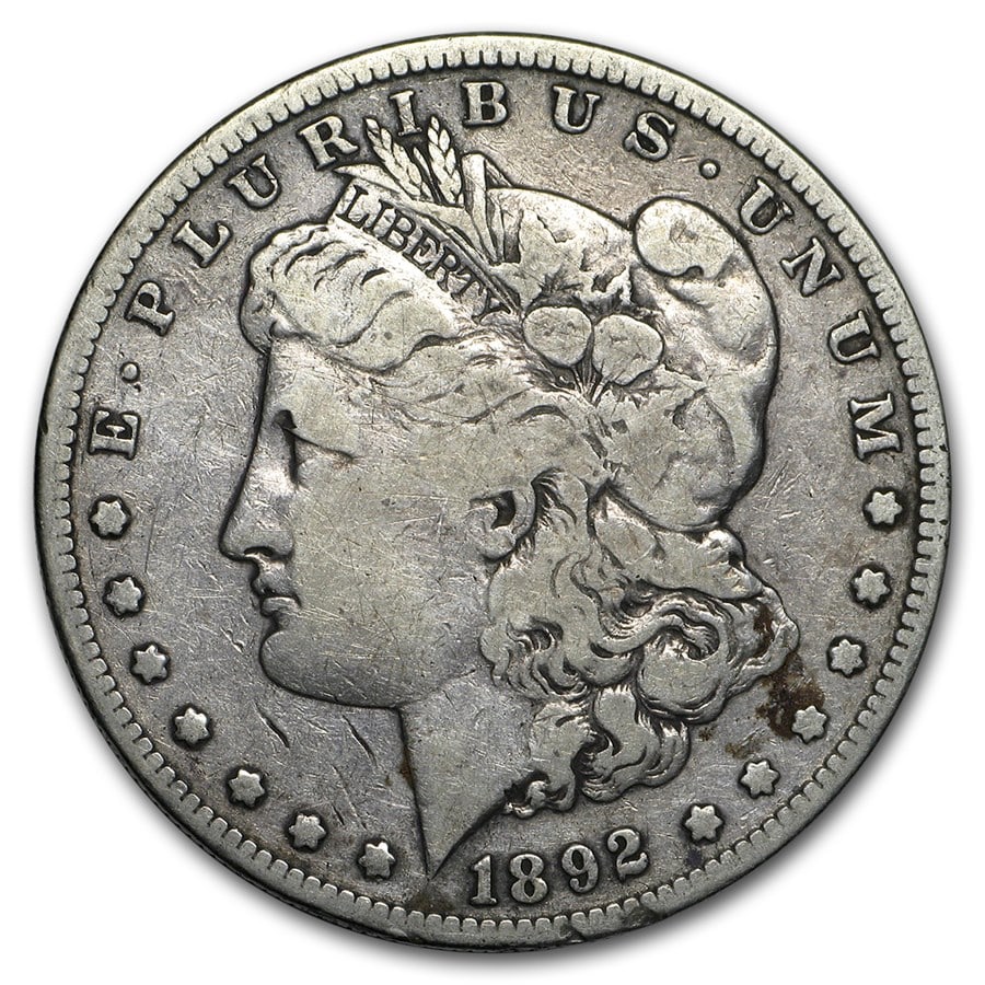 Morgan Silver Dollar Fine Condition 1892-S: 1892-S Morgan Silver Dollar struck at the esteemed San Francisco Mint one of just 1.2 million minted, renowned for superior strike quality and carrying the coveted S mintmark, offered here in Fine con