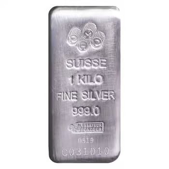 1 Kilo PAMP Suisse Silver Cast Bar .999 Fine (w/Assay) (1 of 2)
