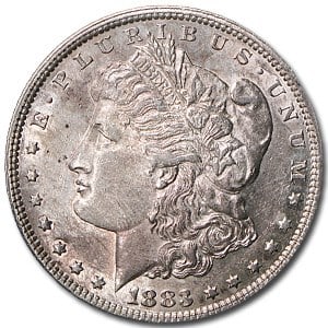 1883- Morgan Dollar Cracked From Roll: The Morgan Dollar 1883 (Cracked From Roll) features bright original luster and fresh uncirculated surfaces straight from bank storage. A classic 90% silver issue offering strong eye appeal and steady