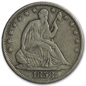 Seated Liberty Half Dollar Very Fine 1858-O (1 of 2)