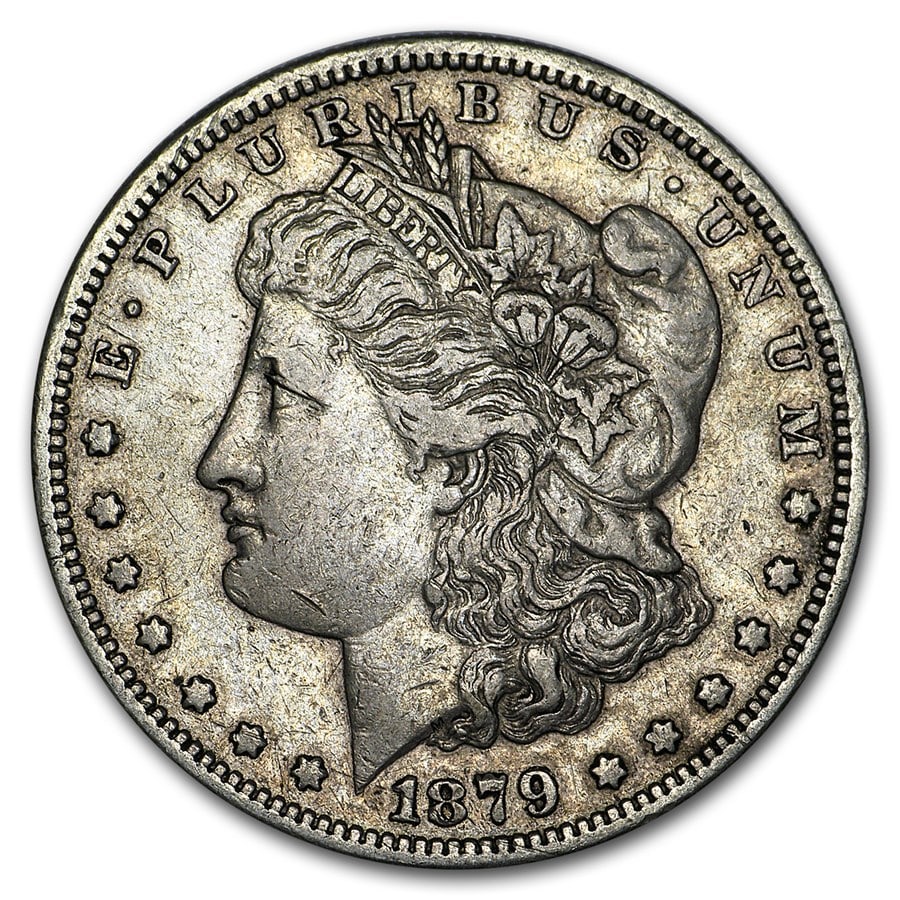 Morgan Silver Dollar Fine Condition 1879-S Rev of 78: This 1879-S Morgan Silver Dollar features the desirable Reverse of 1878 variety, a popular early issue among Morgan Dollar collectors. Struck at the San Francisco Mint, this coin shows a classic desig