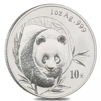 2003 1 oz Chinese Silver Panda 10 Yuan .999 Fine BU: The 2003 Chinese Silver Panda contains 1 troy ounce of .999 fine silver and features the beloved panda design of that year. Issued by the Chinese Mint with a 10 Yuan face value, it remains highly coll