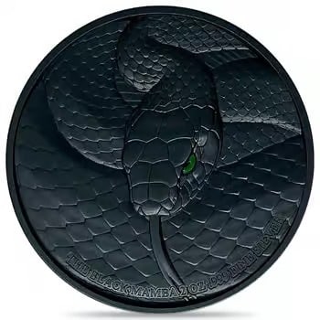 2023 Chad 2 oz Silver Black Mamba High Relief Coin .999 Fine (w/Box) (1 of 2)