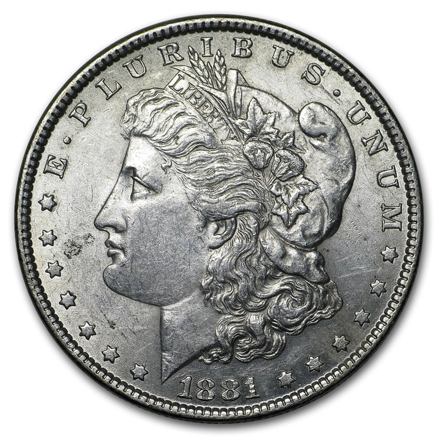 1881- MS-62+ Morgan Dollar-Non Graded: The 1881 MS-62+ Morgan Dollar presents attractive luster with sharp strike characteristics and minimal marks for the grade. A premium Mint State 90% silver example with enduring collector popularity.