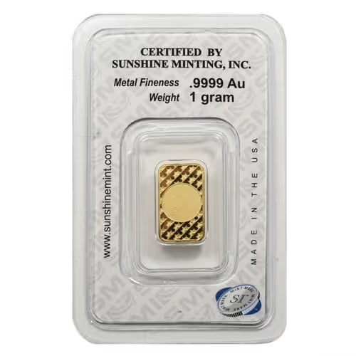 1 Gram Sunshine Gold Bar (New w/ Assay, MintMark SI) - 2