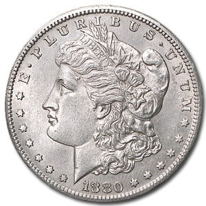 1880-S Morgan Dollar Cracked From Roll: The Morgan Dollar 1880-S (Cracked From Roll) features bright original luster and crisp San Francisco strike quality with fresh, uncirculated surfaces. A 90% silver classic offering strong eye appeal a