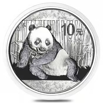 2015 1 oz Chinese Silver Panda 10 Yuan .999 Fine BU: The 2015 Chinese Silver Panda contains 1 troy ounce of .999 fine silver and features a detailed panda design. Issued with a 10 Yuan face value, it is struck by the Chinese Mint. This coin is in Brilli