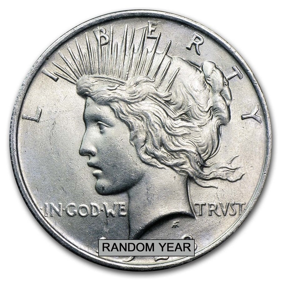 BU $40 Peace Mixed Silver dollar sealed bag.: This sealed bag contains 40 Brilliant Uncirculated (BU) Peace Silver Dollars with beautiful mint luster and crisp details. Struck in 90% silver, these historic coins display the classic Liberty design