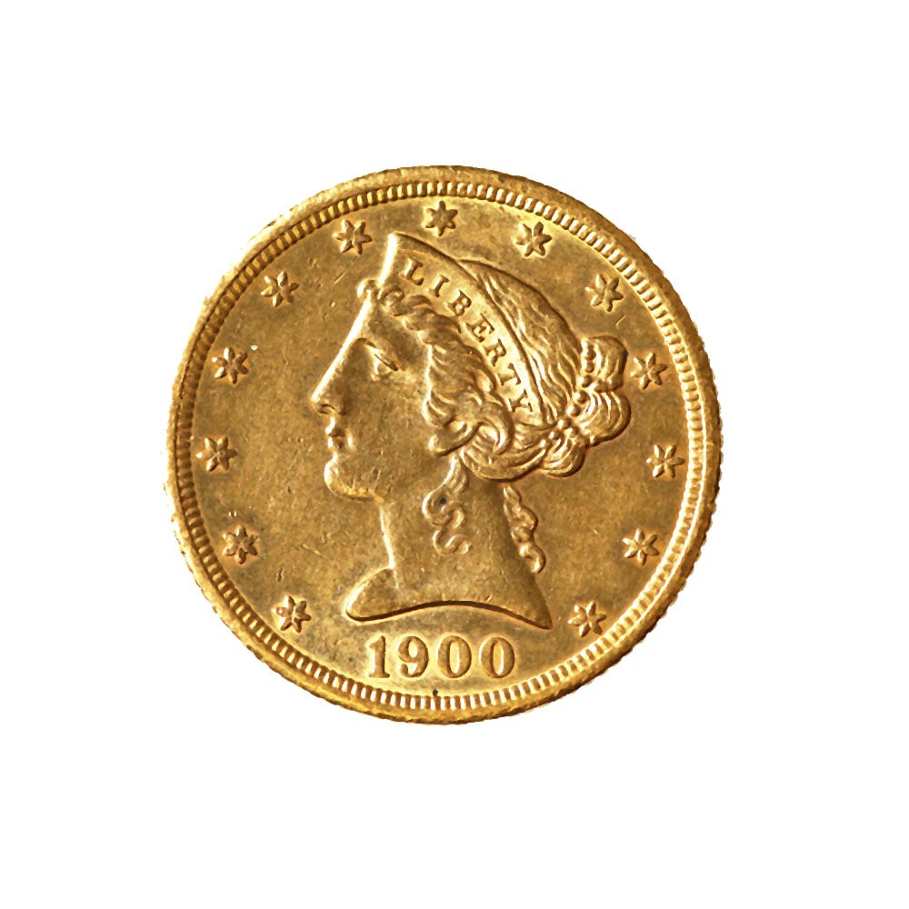 $5 Gold Liberty 1900-S AU (1 of 2)