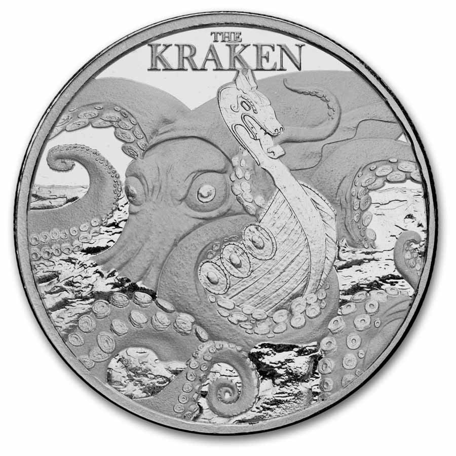2026 Niue 1 oz Silver The Kraken MD® Premier + PCGS FS: 2026 Niue 1 oz .999 Silver The Kraken MD® Premier + PCGS First Strike – dramatic graded collectible featuring legendary sea monster engulfing a ship, certified premium issue.