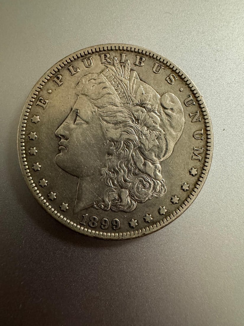 1899-S Morgan dollar: The 1899-S Morgan Dollar (Non-Graded) is a circulated silver dollar with visible wear but clear design features. “S” mint coins are generally more desirable among collectors.