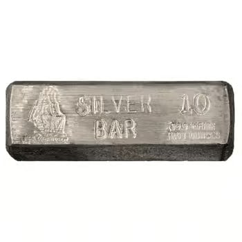 10 oz CMI USS Constitution Silver Bar .999+ Fine: This 10 oz CMI Silver Bar features the historic USS Constitution design in .999+ fine silver. The detailed engraving adds a strong historical theme to its bullion value. Produced by CMI, it carries vi