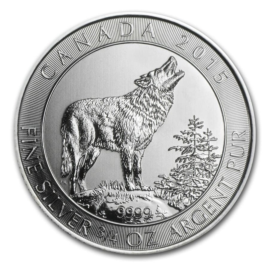 2015 Canada 3/4 oz Silver Grey Wolf BU (1 of 2)