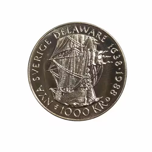 Sweden 1000 Kronor Gold 1988 BU 350th Anniversary of Swedish Colony in Delaware (1 of 2)