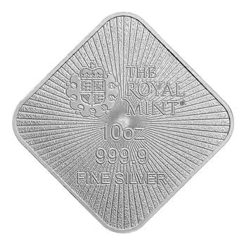 10 oz Royal Mint Britannia and Liberty Silver Bar .9999 Fine: The 10 oz Britannia and Liberty Silver Bar is a premium release from The Royal Mint. Struck in .9999 fine silver, it features iconic British and American figures. The elegant design enhances its colle