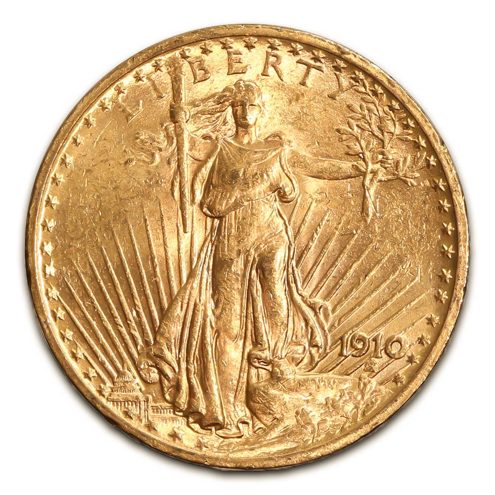 $20 Gold Saint Gaudens 1910 Uncirculated: The 1910 $20 Gold Saint-Gaudens in uncirculated condition is a masterpiece of American numismatics, celebrated for its artistic brilliance, historical significance, and pristine preservation. Designed