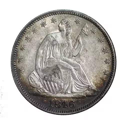 Seated Liberty Half Dollar 1846 Med Date AU (1 of 2)