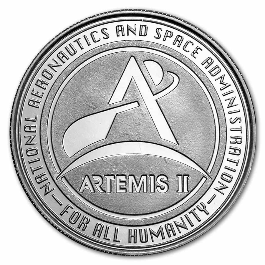 1 oz Silver Round - NASA Artemis II: Celebrate NASA’s Artemis II mission with this 1 oz silver round featuring detailed space exploration-themed artwork. Crafted in fine silver, the design honors humanity’s return to deep space missi