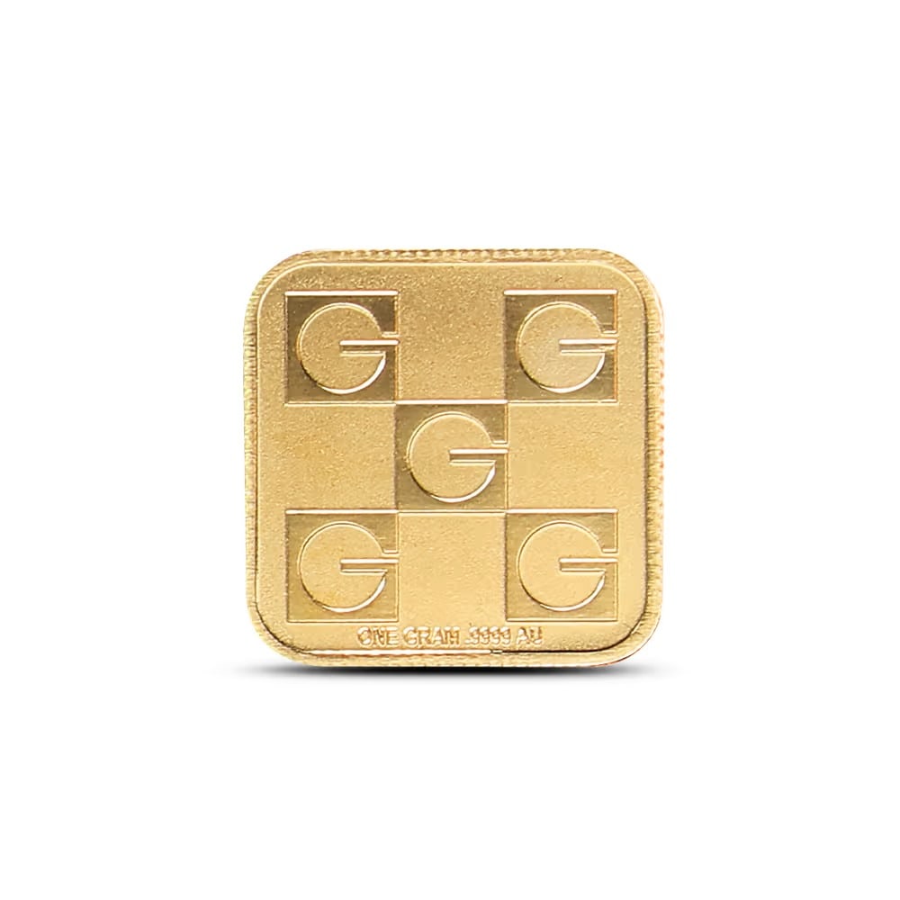 1 Gram GOLD.COM Square Gold Bar (New w/ Assay): 1 gram (.03215 troy oz) .9999 fine gold bar from GOLD.COM is a modern collectible piece, celebrating the brands debut. Each bar comes sealed in protective plastic with an assay card, verifying its wei